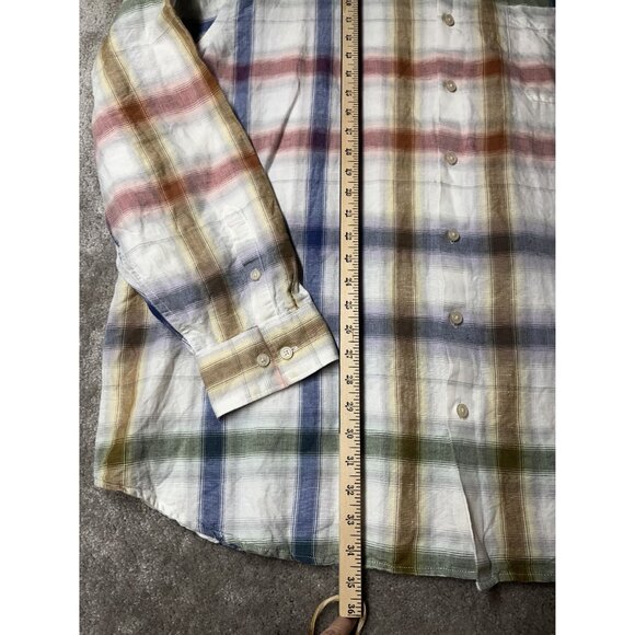 Tommy Bahama 3XT Plaid Mens Long-Sleeve Shirt Linen Cotton Blend lightweight - Picture 3 of 11
